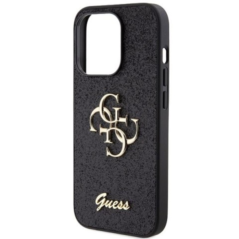 Etui na telefon iPhone 15 Pro Guess czarne Glitter Script Big 4G