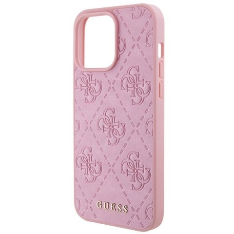 Etui na telefon iPhone 15 Pro Guess różowe skórzane hard case 4G