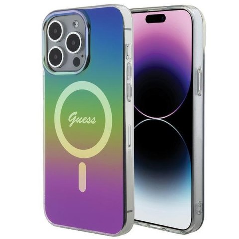 Etui na telefon iPhone 15 Pro Guess IML Iridescent MagSafe wielokolorowe