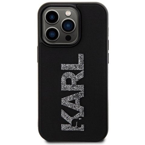 Etui na telefon iPhone 15 Pro Karl Lagerfeld czarne 3D Rubber Glitter