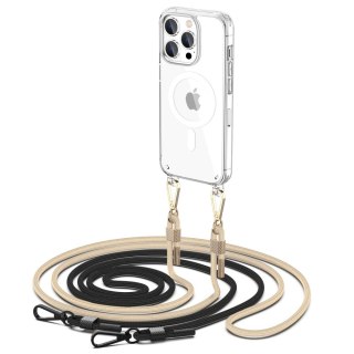 Etui na telefon iPhone 15 Pro Tech-Protect Flexair Chain MagSafe czarne/beżowe