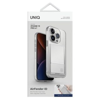 Etui na telefon iPhone 15 Pro UNIQ Air Fender z miejscem na karty transparentne