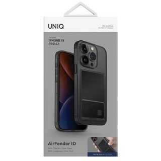 Etui na telefon iPhone 15 Pro UNIQ Air Fender z slotem na karty szary