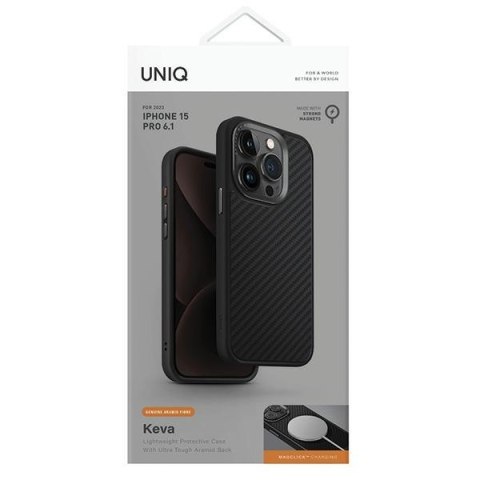 Etui na telefon iPhone 15 Pro UNIQ Keva czarny MagClick Charging