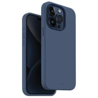 Etui na telefon iPhone 15 Pro UNIQ Lino Hue granatowy - styl i ochrona