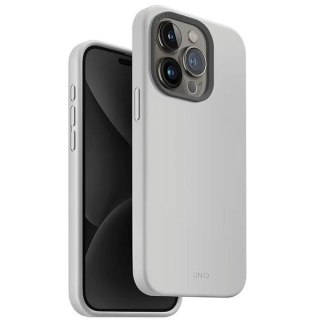 Etui na telefon iPhone 15 Pro UNIQ Lino Hue jasnoszary - elegancka ochrona