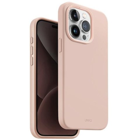 Etui na telefon iPhone 15 Pro UNIQ Lino Hue różowy - styl i ochrona