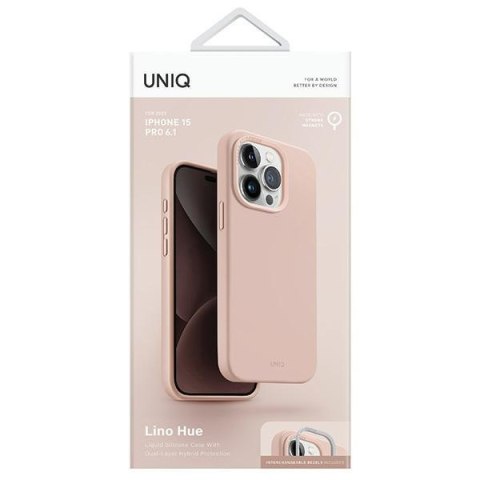 Etui na telefon iPhone 15 Pro UNIQ Lino Hue różowy - styl i ochrona