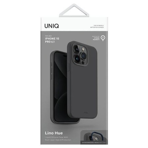 Etui na telefon iPhone 15 Pro UNIQ Lino Hue szary - styl i ochrona