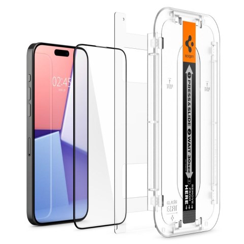 Szkło hartowane iPhone 15 Pro Spigen GLAS.tR ez Fit FC Black - Ochrona ekranu