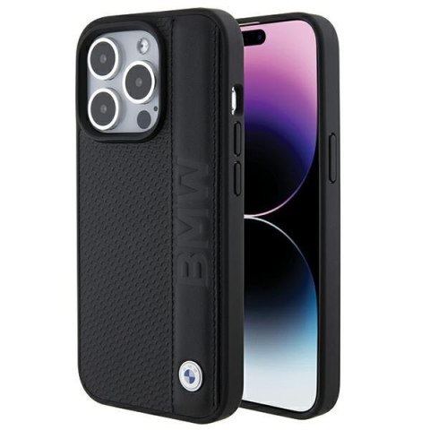 Etui BMW BMHCP15L22RDPK Apple iPhone 15 Pro hardcase Leather Textured & Stripe czarny/black