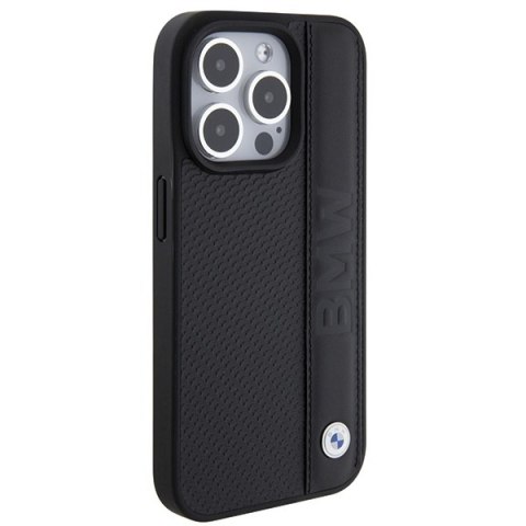 Etui BMW BMHCP15L22RDPK Apple iPhone 15 Pro hardcase Leather Textured & Stripe czarny/black