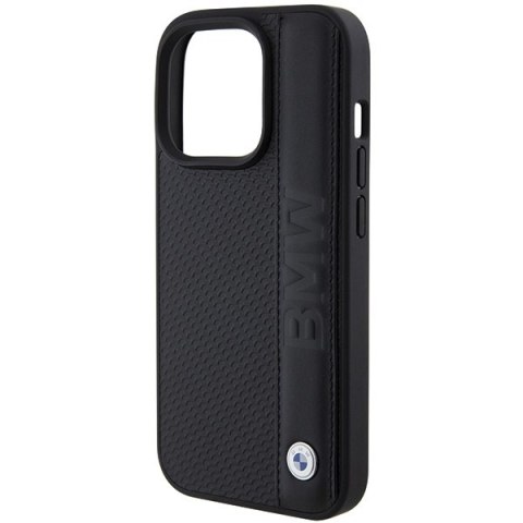 Etui BMW BMHCP15L22RDPK Apple iPhone 15 Pro hardcase Leather Textured & Stripe czarny/black