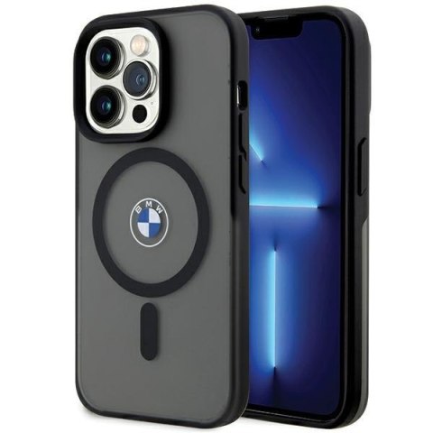 Etui na telefon iPhone 15 Pro BMW czarne hardcase IML MagSafe