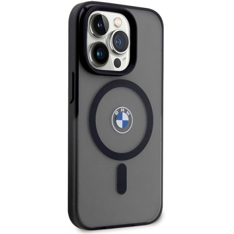 Etui na telefon iPhone 15 Pro BMW czarne hardcase IML MagSafe