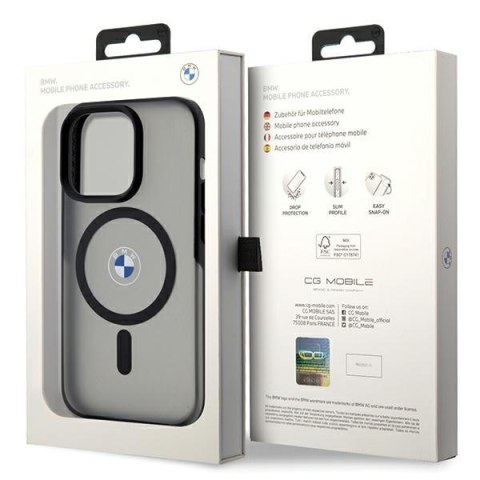 Etui na telefon iPhone 15 Pro BMW czarne hardcase IML MagSafe