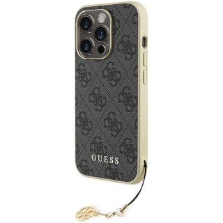 Etui na telefon iPhone 15 Pro Guess szare hard case 4G Charms Collection