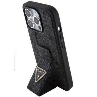 Etui na telefon iPhone 15 Pro Guess czarne hard case Grip Stand 4G