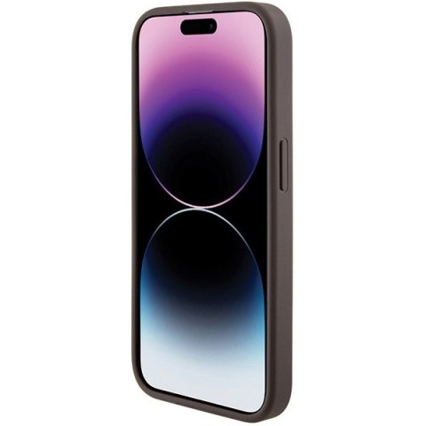 Etui na telefon iPhone 15 Pro Guess brązowe z gripem i stoiskiem 4G