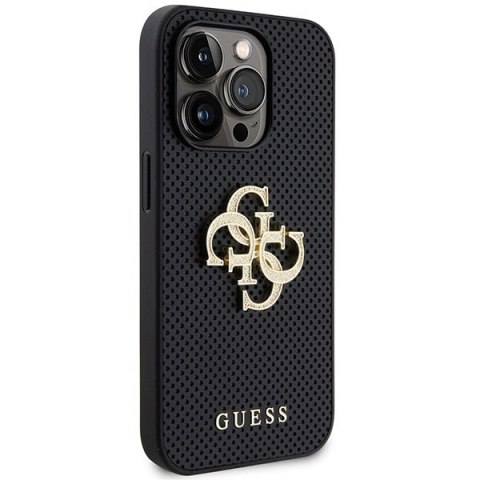 Etui na telefon iPhone 15 Pro Guess czarne hardcase skórzane z logo