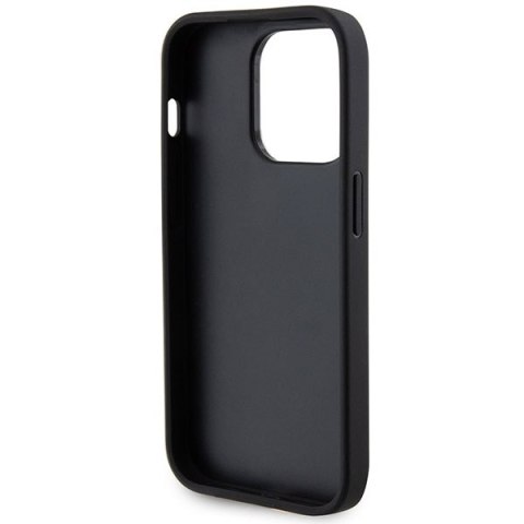 Etui na telefon iPhone 15 Pro Guess czarne hardcase skórzane z logo