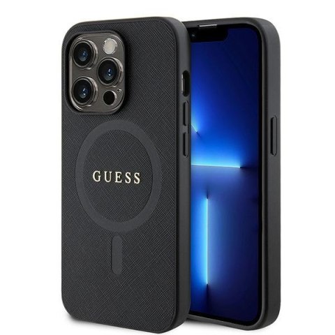 Etui na telefon iPhone 15 Pro Guess Saffiano MagSafe czarne