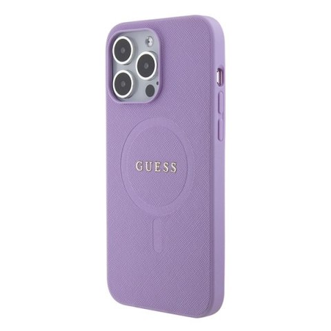 Etui na telefon iPhone 15 Pro Guess Saffiano MagSafe fioletowe