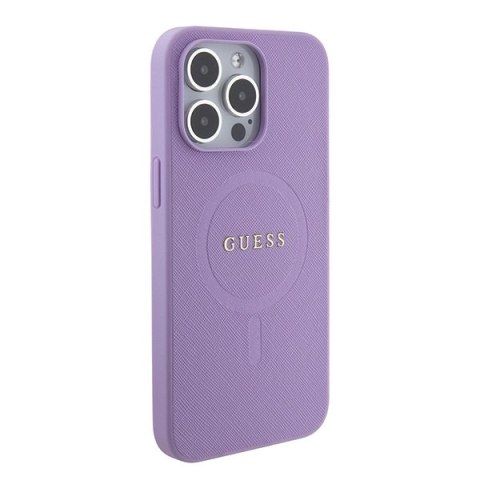 Etui na telefon iPhone 15 Pro Guess Saffiano MagSafe fioletowe