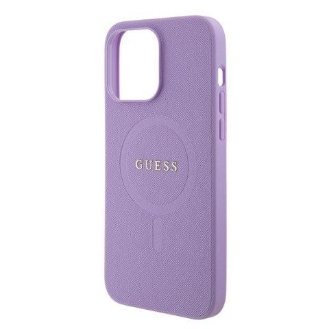 Etui na telefon iPhone 15 Pro Guess Saffiano MagSafe fioletowe