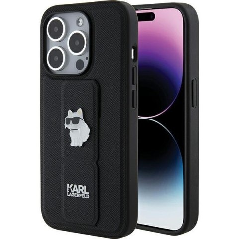 Etui na telefon iPhone 15 Pro Karl Lagerfeld Saffiano Choupette Pins