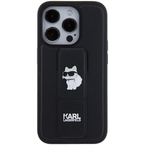 Etui na telefon iPhone 15 Pro Karl Lagerfeld Saffiano Choupette Pins