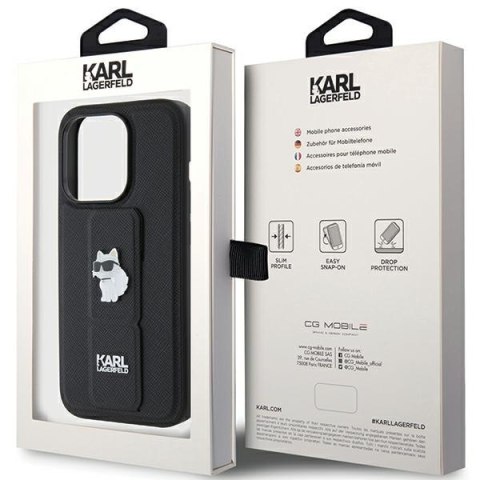 Etui na telefon iPhone 15 Pro Karl Lagerfeld Saffiano Choupette Pins