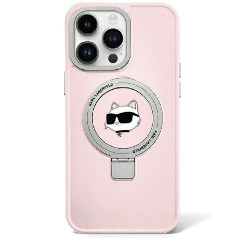 Etui na telefon iPhone 15 Pro Karl Lagerfeld Choupette MagSafe różowe