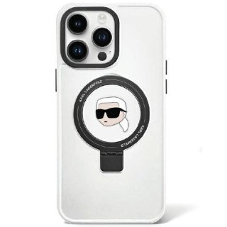 Etui na telefon iPhone 15 Pro Karl Lagerfeld Ring Stand MagSafe białe