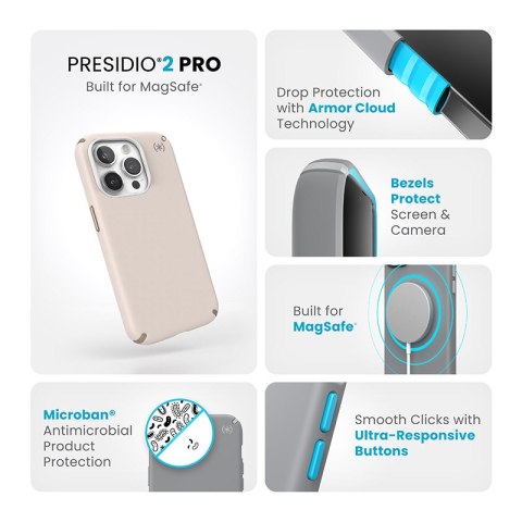 Etui na telefon iPhone 15 Pro Speck Presidio2 Pro MagSafe beżowe złote brązowe