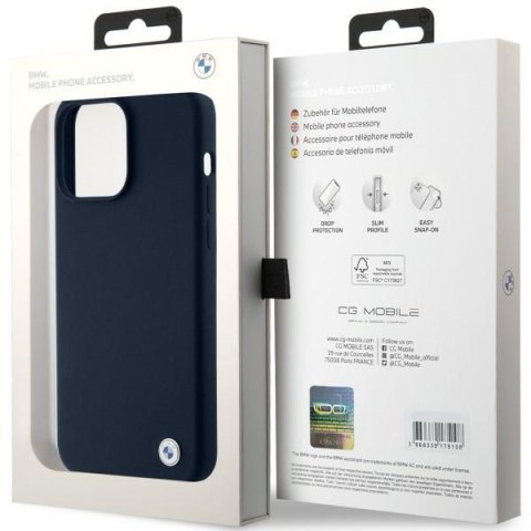 Etui na telefon iPhone 15 Pro BMW granatowe hardcase silikonowe