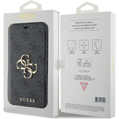 Etui na telefon iPhone 15 Pro Guess GUBKP15L4GMGGR szary book 4G