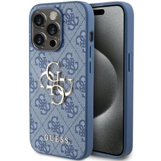 Etui na telefon iPhone 15 Pro Guess niebieskie hard case z logo 4G