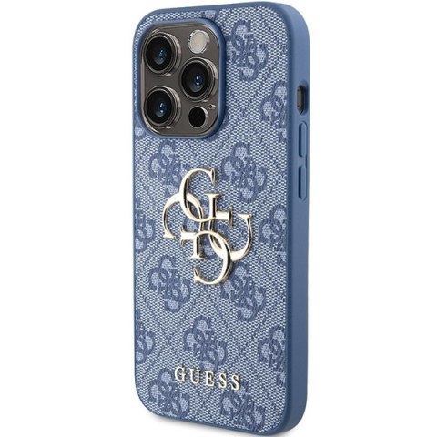 Etui na telefon iPhone 15 Pro Guess niebieskie hard case z logo 4G