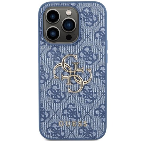 Etui na telefon iPhone 15 Pro Guess niebieskie hard case z logo 4G