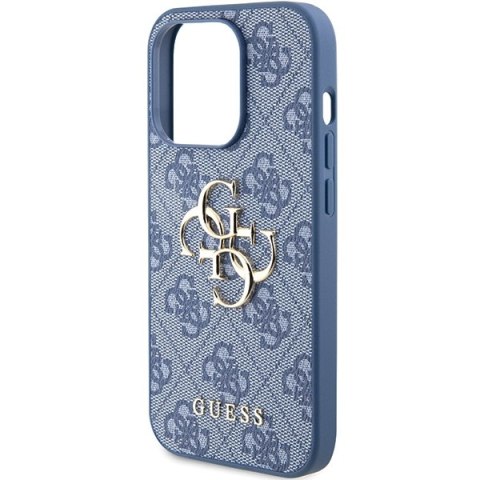 Etui na telefon iPhone 15 Pro Guess niebieskie hard case z logo 4G