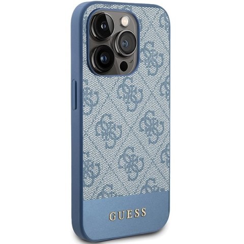 Etui na telefon iPhone 15 Pro Guess niebieskie hard case 4G Stripe