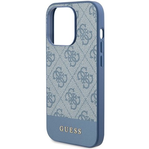 Etui na telefon iPhone 15 Pro Guess niebieskie hard case 4G Stripe