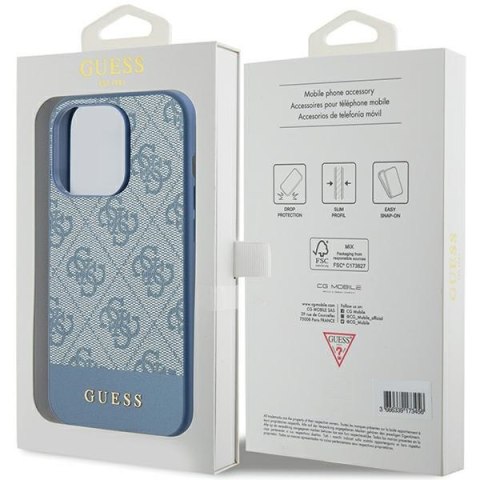 Etui na telefon iPhone 15 Pro Guess niebieskie hard case 4G Stripe