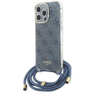 Etui na telefon iPhone 15 Pro Guess niebieskie hard case Crossbody Cord