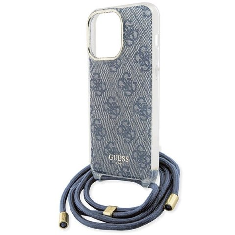 Etui na telefon iPhone 15 Pro Guess niebieskie hard case Crossbody Cord