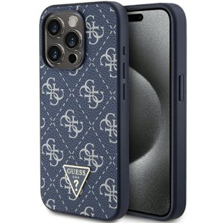 Etui na telefon iPhone 15 Pro Guess niebieskie hard case 4G Triangle