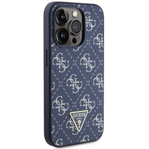 Etui na telefon iPhone 15 Pro Guess niebieskie hard case 4G Triangle