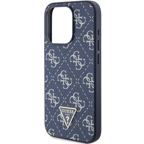 Etui na telefon iPhone 15 Pro Guess niebieskie hard case 4G Triangle