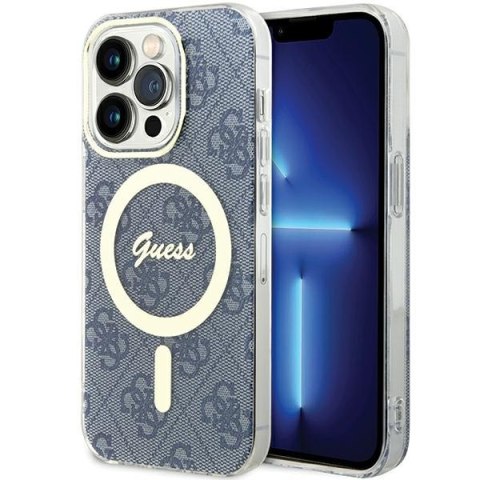 Etui na telefon iPhone 15 Pro Guess IML 4G MagSafe niebieskie